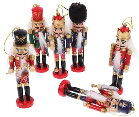 MAGICLULU Lot de 6 Ornements Casse-Noisettes en Bois Colorés de 12 Cm, Décoration de Noël Classique pour Sapin et Table, Apportant Une Atmosphère Joyeuse et Embellissant la Pièce