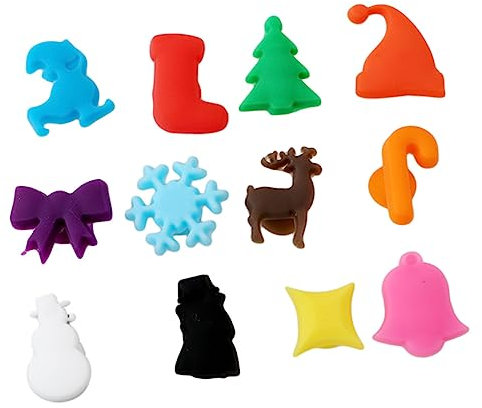 WATIIFUFU 24stücke Teiliges Buntes Silikon Glasmarker Mit Saugnapf Wiederverwendbare Weinglas Markierung Für Weihnachtsfeier Sicherer Halt Ohne Kratzer Als Glasidentifikator Und Partydeko
