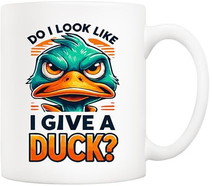 5Aup Funny Christmas Coffee Mug, Do I Look Like I Give a Duck? Hilarious Holiday Cups for Friends, Lovers, or Parents, White 11 Oz