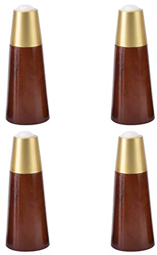 Mid Century Modern Brass Base Wooden Furniture Legs for Cabinets Coffee Tables Ottomans Sofas Loveseats Armchairs Set of 4 Brown 20cm/7.87in