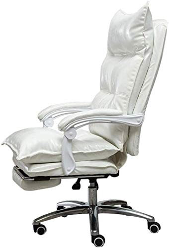 OWOHYG Büro-Gaming-Sitz mit Fußstütze, Computer-Sitz Executive, Pu-Leder, 170° verstellbar, gepolstert, höhenverstellbar, für Mittagspause, Stabilität, sicher, langlebig/schwarz(White)