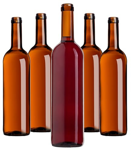KADAX 10er Set Weinflaschen 750ml, leere Glasflaschen ohne Korken für Wein, Liköre und Spirituosen, Flaschen zum Befüllen, Likörflaschen aus Glas (Braun)