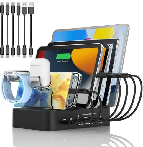 PD - Estación de carga USB C para varios dispositivos (cargador rápido PD 100 W, 6 puertos con 4 puertos de carga USB C 20 W), color negro