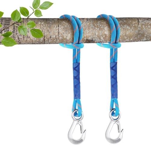 Nilioyul 2 Schaukel Baumbefestigung Seil, 0.6M Hängematte Aufhängung Seil mit Karabiner Hält 400KG, Hängematte Schaukel Befestigung für Schaukeln Hängematten Yoga (Blau)