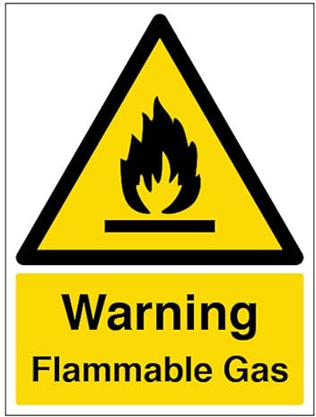 V Safety Warning Flammable Gas - Portrait 150 x 200mm - 1mm Rigid Plastic Safety Sign