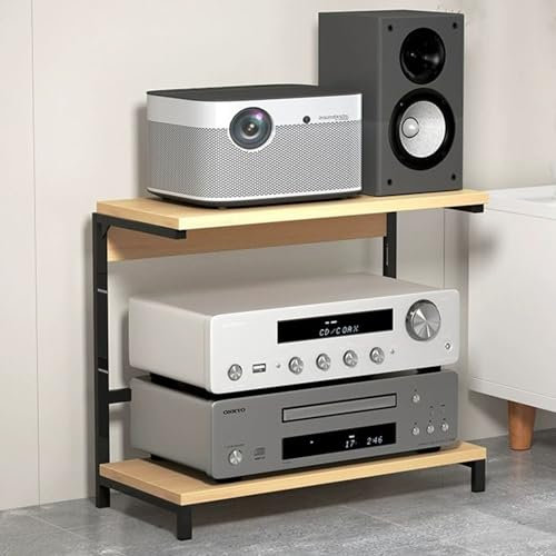 Mueble Equipo HiFi Gabinete para Componentes Estéreo Domésticos, Soporte Multimedia, Estantería De Audio Y Video De 2 Estantes, Estante Abierto para Equipos Electrónicos