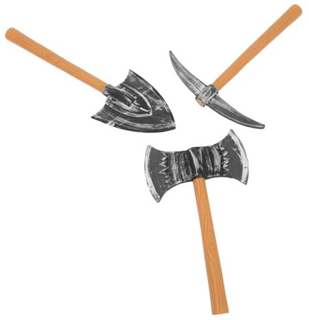 Sosoport Set 3 Pezzi Attrezzi Finti Per Costume Nano Halloween Piccone Pala in Plastica Sicura Per Cosplay Feste Teatrali e Gioco Creativo Ragazzo Ragazza Donne Uomini