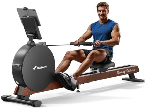 MERACH Rudergerät für Zuhause, Eigenerzeugung, Verbesserter Magnetischer Spitzenwiderstand von 60 kg, Automatische Widerstandsanpassung, LED-Anzeige/ 21,5-Zoll-HD-Bildschirm (R7) (LED-Anzeige)