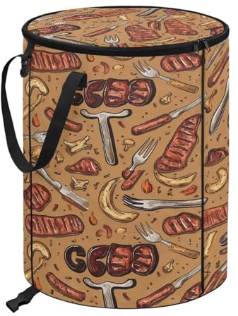 ZUXONGSY BBQ Collapsible Trash Can Wear-Resistant Portable Trash Can for Party 23.77Gal Rv Garbage Can Collapsible for Picnic, Large Capacity Reusable Outdoor Waste Bins Upright with Zipper Lid