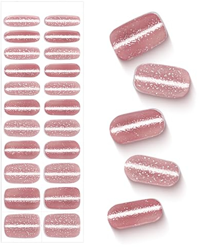 Gsrhzd Ongle Gel Autocollant, Stickers Ongles pour Filles Femme avec 1 bâton de bois 1 lime à ongles, Durable Imperméable Faux Ongles Autocollants pour la vie quotidienne, la fête etc