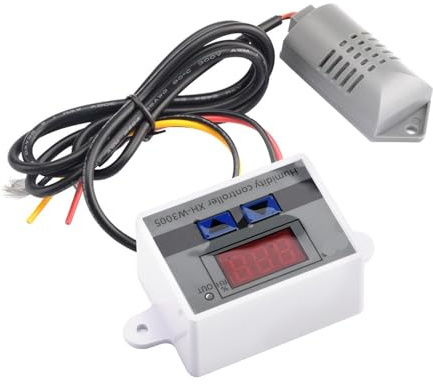 QCKRTAU Digital Humidity Controller XH-W3005 12V 24V 220V Humidistat Hygrometer Humidity Control Switch Regulator + Humidity Sensor(DC 24V 240W)