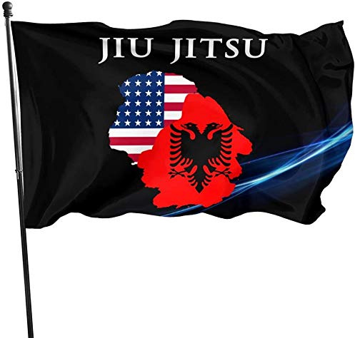 Giardino Bandiera 90x150cm, Jiu Jitsu Usa Albania Bandiera Militare Prova Di Sbiadimento Striscione All'Aperto, Per Balcone, Giardino, Eventi