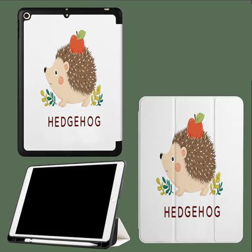 Custodia Compatibile con Cover iPad Pro 11 2022/2021/2020, a tre ante con portapenne per iPad Pro 11 pollici,Attivazione/Disattivazione Automatica Mela A Forma Riccio Carina Astratto Animale-Bianco