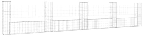 Gabion,Gabion Basket U-Shaped with Steel Posts - Durable Outdoor Garden Retaining Wall for Landscape Decoration and Erosion Control, 500x20x150 cm