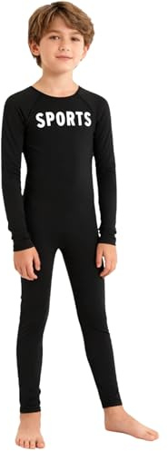 Hansber Boys Kids Winter Activities Ice Skating Thermal Underwear Jumpsuit Ballet Dance Gymnastics Jumpsuit Black 12