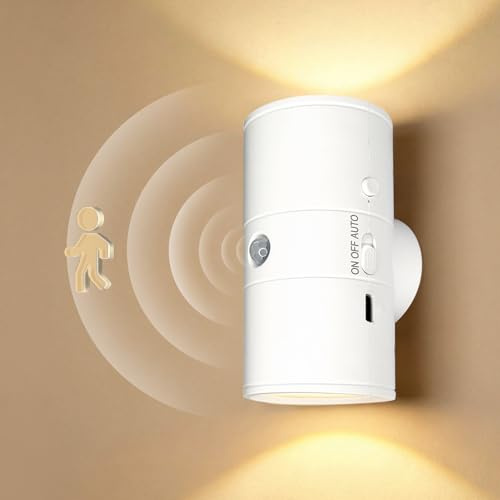 Xevinas Plugify One Steckerlampe Plugify One Stecker Lampe Nachtlicht Steckdose Bewegungsmelder Dimmbares Warmweißes Licht mit Auf- und Abwärtsbeleuchtung Ideal für Flur Treppe Schlafzimmer (Weiß) (A)