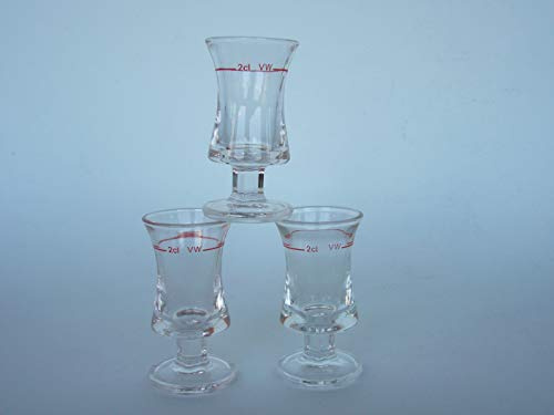 Van Well Stamper Rittmeister 12er Set – 2 cl Schnapsgläser /-/ geeicht – Klare Stamper aus Glas – Robuste Shotgläser für Schnaps, Likör & Spirituosen