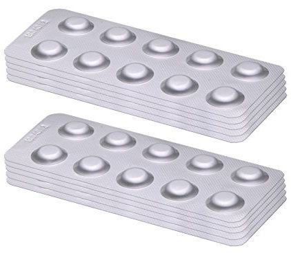 Agua Análisis prueba pastillas de cloro/pH, 100 pieza (50 Fenol Red + 50 DPD1)