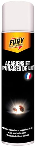 FURY - Anti acariens et punaises de lit - Traitement préventif et curatif - Compatible surfaces et textiles - Fabrication française - 500 ml