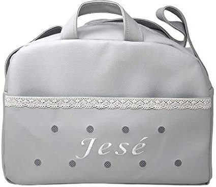 danielstore- Bolso Personalizado Bebe Carrito bebe con nombre bordado. Levante gris