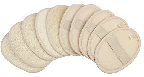 10-Pack Exfoliating Loofah Sponge Pads - Natural Luffa & Terry Cloth, Body Scrubbers for Shower & Bath Mooerca 1