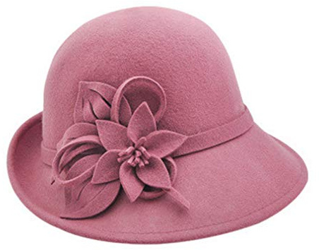 Lana fielsombrero Cloche Sombrero de Invierno de ala Ancha de Invierno Retro Flor Bowknot Sombrero de Cubo Vintage Floppy Hat para Damas