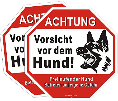 Warnung vor dem Hund Schilder-Achtung Hund Schild Gebürstetes Metall Vorsicht Hund Schild 2 Stück 12 * 12 Zoll
