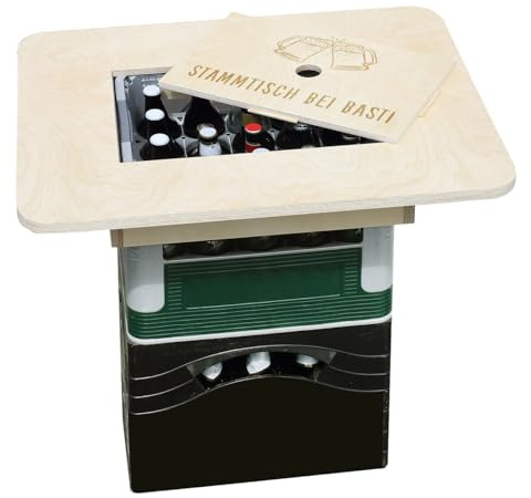 Herz & Heim® Vatertagsgeschenk Stehtisch Bierkasten Bierkastenaufsatz mit Gravur Geschenke für Männer - Made in Germany - aus Holz - mega Männergeschenke
