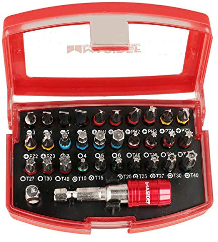 30-teiliges Bit-Set, Phillips Pozidriv Torx, magnetischer Bithalter, Universaladapter 1/4 Sechskantkopf, Chrom-Vanadium-Stahl, Gürtelclip