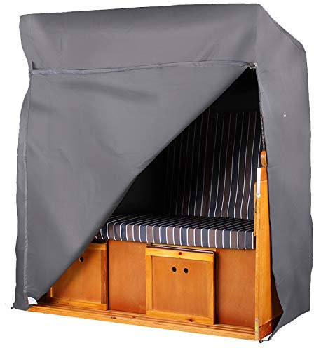 Mr. Deko Strandkorb Schutzhülle wetterfest Aero Protect - Größe S bis XXL - Strandkorbhülle atmungsaktiv - winterfest & UV-beständig - Premium Strandkorb Abdeckung aus Segeltuch (bis 160cm)