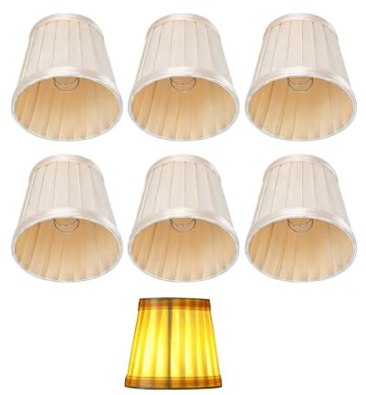 Lampenschirme 6er Set E14 Clip Lampenschirm Champagner Stoff, Kleine Lampshade Für Kronleuchter Tischlampe Wandleuchte Pendellampe, Aufsatz Für Kerzenbirnen Schlafzimmer Wohnzimmer Dekoration