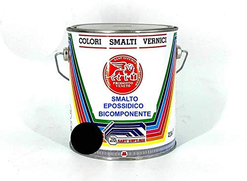 SMALTO VERNICE EPOSSIDICO EPOX SATINATO COLORI SINTETICI PROFESSIONALE 1-5-25 LT (KG 1,2 (1+0,2 Cat), RAL9005 NERO)