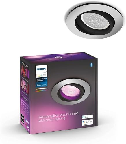 Philips Hue White & Color Ambiance Einbauspot Centura rund aluminium 230lm, 1er Pack, dimmbar, 16 Mio. Farben, steuerbar via App, kompatibel mit Amazon Alexa (Echo, Echo Dot), alte Gneration