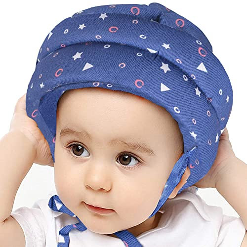 IULONEE Proteccion Cabeza Bebe Sombrero Gorra Baby Helmet Proteger Cabeza Aprender Gatear Andar Caminar Casco Protector (Azul Estrellado)