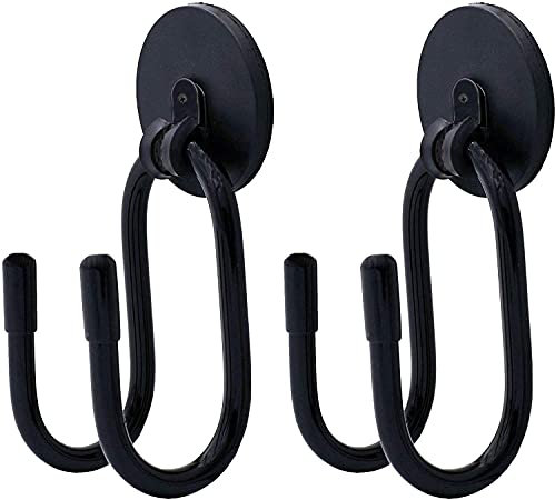 AUXPhome 2/PK Magnetic Hooks, Strong Magnet Hangers for Cowboy Hat, Hard Hat, Cords, Tools, Bags, Towels, Shoes, Toys, Umbrella, Cap, etc - No Scratches to The Surface