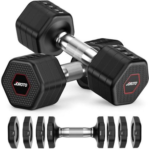 JOROTO Hanteln Set, 4-in-1 Verstellbare Hanteln Kurzhanteln 2er Set, 2–5 kg, mit Verchromtem Rutschfestem Griff, Geeignet für Männer und Frauen, für Krafttraining, Fitness und Heimtraining (Schwarz)