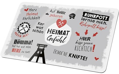 Gilde - 44570 - Frühstücksbrettchen, Heimatgefühl, Ruhrpott, Resopal, 23,5cm x 14,5cm, grau