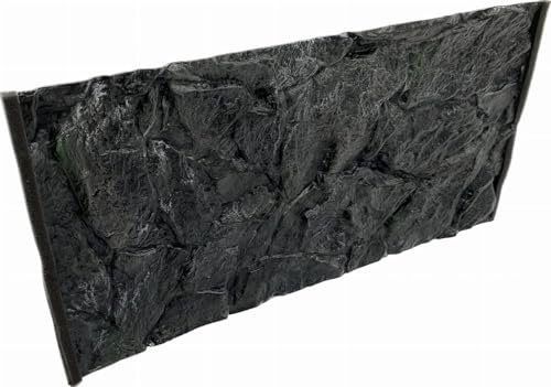 PLASTIKO - Aquarium Hintergrund 3D I Rückwänd 60x30 cm I Leicht zu Montieren und Reinigen I Keine Verklebung Erforderlich I Sicher für Tiere I Schwarz mit einem Muster aus Niedrigen Steinen