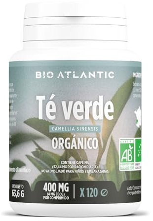 ✿ Té Verde Orgánico - 1200 mg por dosis diaria - EGCG - 120 comprimidos - Alta Concentración, Formato Ahorro, Premium y Vegetal