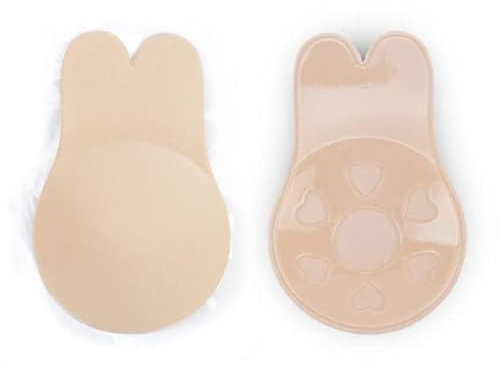 MeeQee Women's Invisible Lift up Bra Adhesive Strapless Backless Bra Stick On Bra Reusable Nipple Cover Suitable for Saggy Breasts Beige