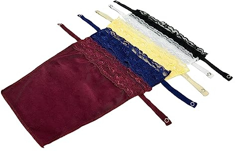 TSHAOUN 5 PCS Lady Lace Clip Finto Canotta Reggiseno Inserto Overlay Modesty Pannello Gilet,Reggiseno Inserto Overlay Modesty Panel Vest,Lady Lace Clip-on Mock Canotta,Taglia Unica (5 Colori)