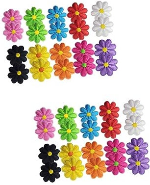 EXCEART 40 Stück Sonnenblumen-Aufnäher Zum Aufbügeln Stickerei Kostüm Aufnäher Stickerei Applikation Zubehör Banner Aufbügelaufkleber Sonnenblume