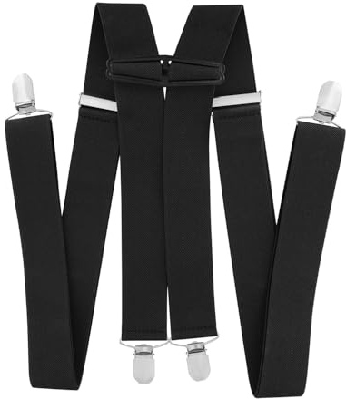 axy Hosenträger für Herren breit 3,5 cm in H-Form mit 4 Hosenträger Clips extra stark längenverstellbar