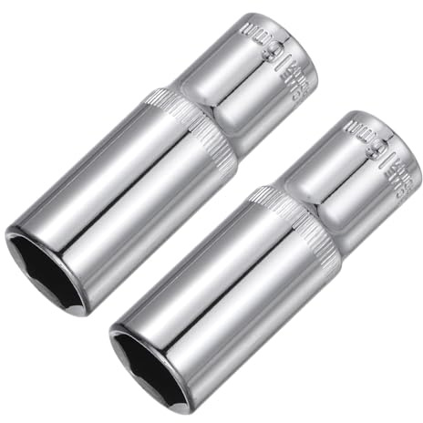 sourcing map 2 Pcs 3/8 Inch Drive 16mm 6-Point Deep Socket, Metric, Steel with Chrome Plated