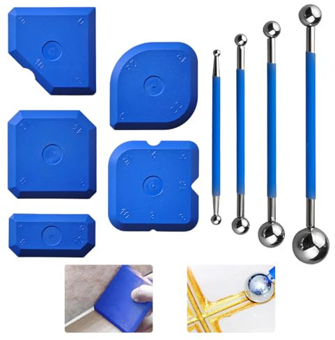 Set di 9 Strumenti per Calafataggio,Spatole per Silicone,Kit di Raschietto Spatola per Sigillante,Tira Silicone per Angoli con 23 Forme Diverse,Spatola per Silicone per Stanza da Bagno Cucina