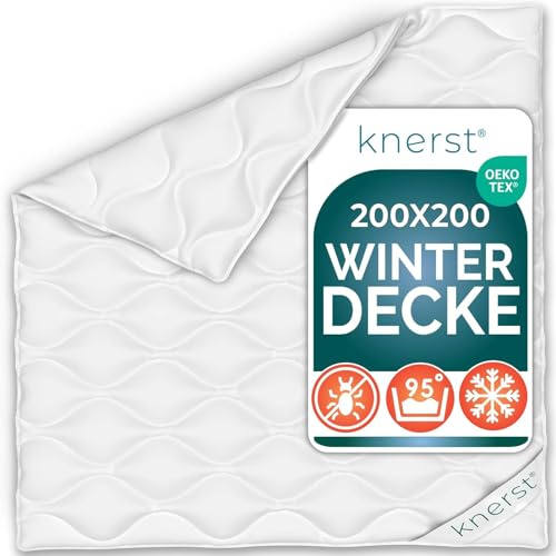 KNERST Winterdecke 200x200, extra warme Bettdecke, Made in EU | Extra warme Winterdecke, atmungsaktive Bettdecke, temperaturausgleichend, waschbar, allergikergeeignet, Steppdecke, OEKO-TEX