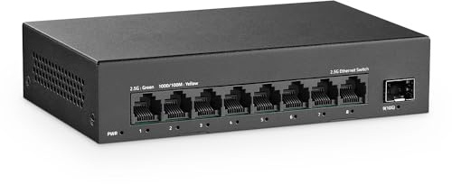YuLinca 8 Port 2.5G Unmanaged Switch, 8 x 2.5GBASE-T Ports with 10G SFP+, 60Gbps Switching Capacity, Fanless Plug & Play 2.5Gb Network Switch