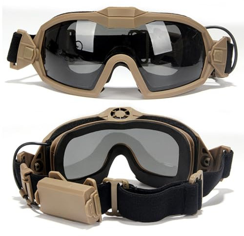 WQZXM Lunettes Airsoft Antibuée, Lunettes Tactiques avec Ventilateur Et Lentille Interchangeable, Lunettes Et Lunettes De Tir Militaires(Tan)
