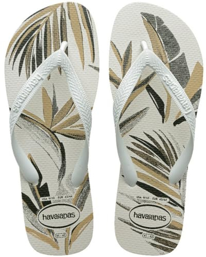 Havaianas Aloha, bekväma, hållbara och sommarflikar, sula med lövmönster, halkfri sula, herr, Vit vit grön oliv, 37/38 EU