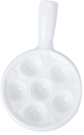 COLLBATH Keramik Schneckenteller 6-Loch Weiß mit Rillen, Backblech | Glasierte Oberfläche, Glatt und Robust, Spülmaschinengeeignet für Grillgericht und Backform